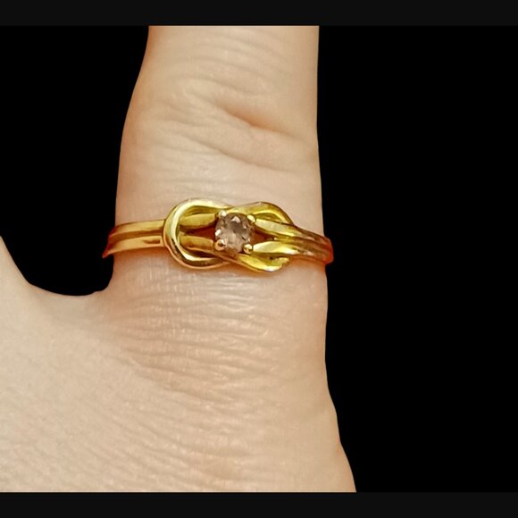10k Solid Gold Love Knot Pink Tourmaline Infinity & Beyond Size 6.25 Ring